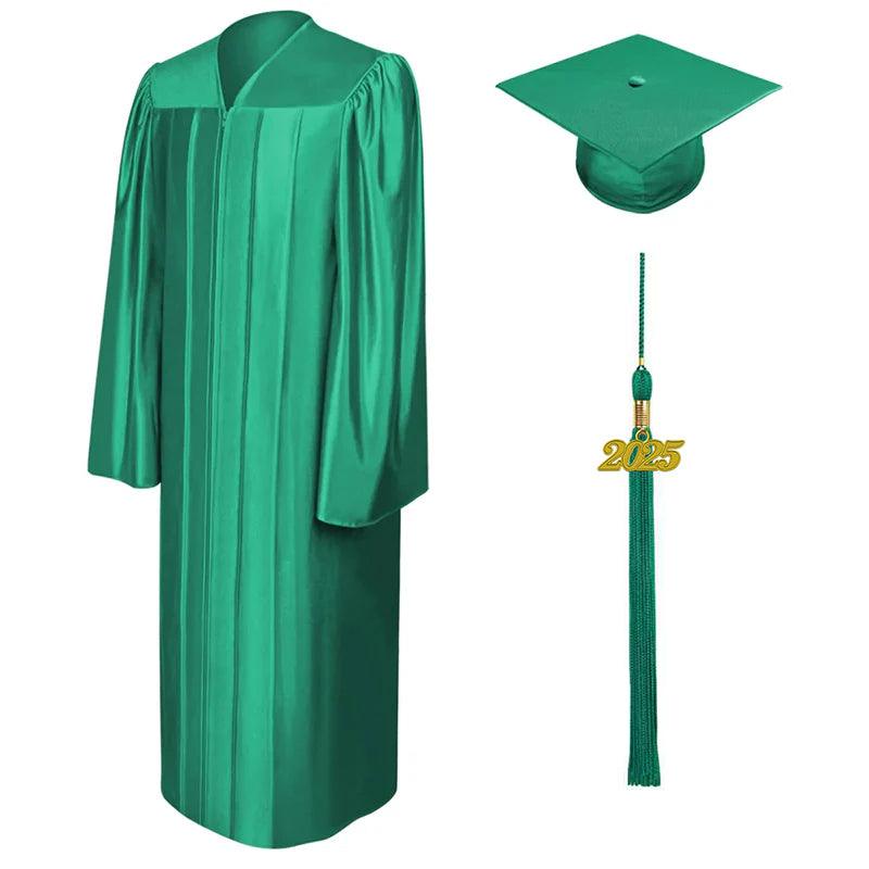 Shiny Emerald Green High School Cap & Gown - Graduation Gown 