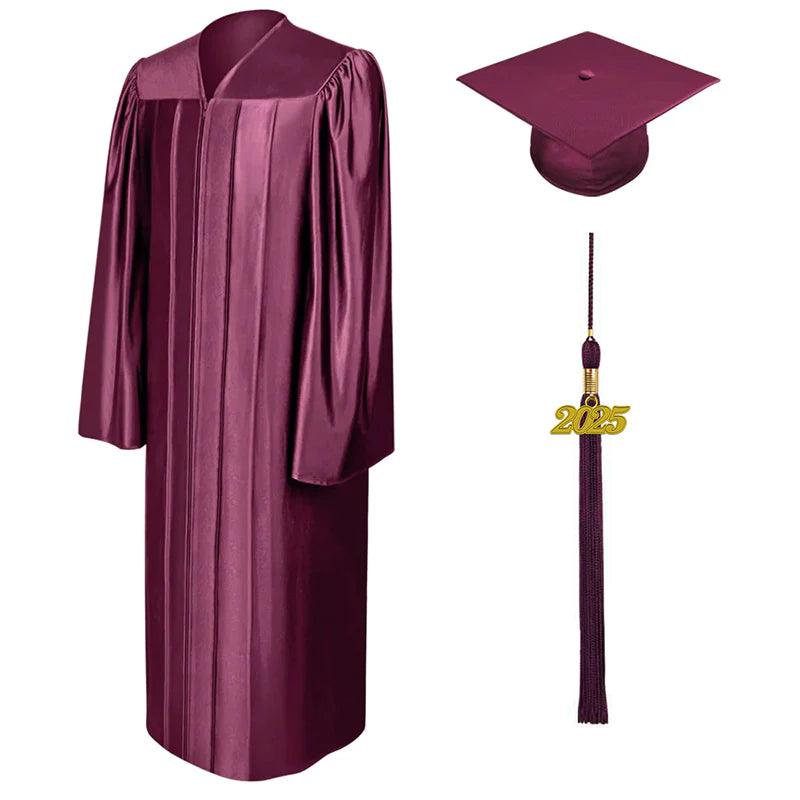 Shiny Maroon Elementary Cap & Gown - Graduation Gown 